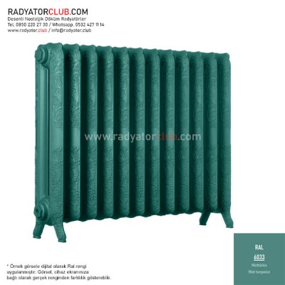 Decora 800-180 Ayaklı Desenli Döküm Radyatör, ral 6033 |  6 Kolon